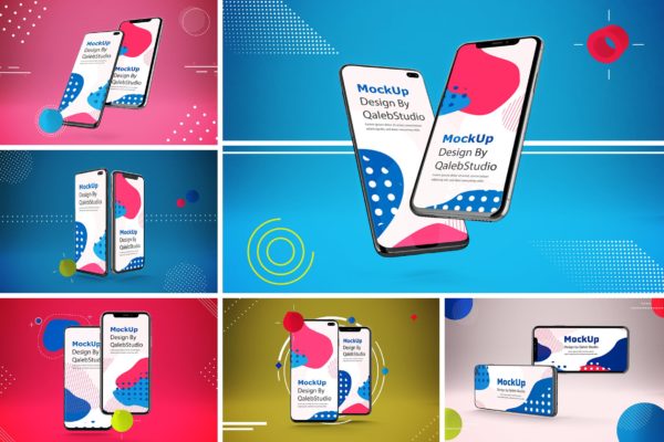 抽象背景iOS/Android手机样机模板 Abstract IOS &amp; Android