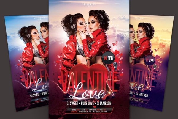 性感女郎情人节主题海报传单设计模板 Valentine Love Flyer Template