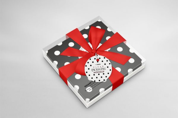 透明方形扁平礼品包装盒设计样机模板 Clear Square Flat Box Packaging Mockup