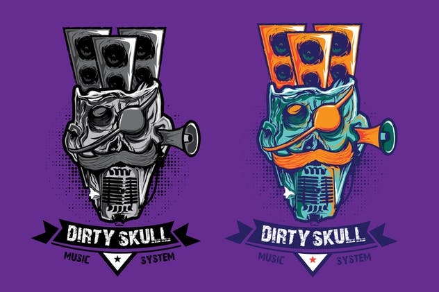 脏骷髅矢量插画 Dirty Skull Illustration Vector插图(1)