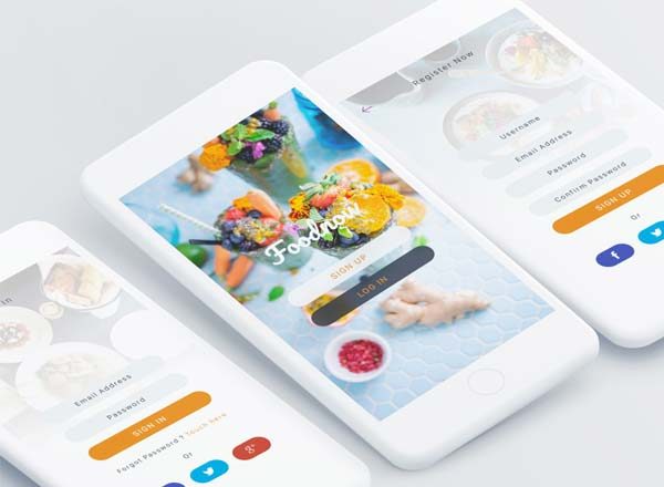 素材库下午茶：一套简单漂亮的美食类订餐APP UI KITS下载 Foodnow Mobile App [Sketch]