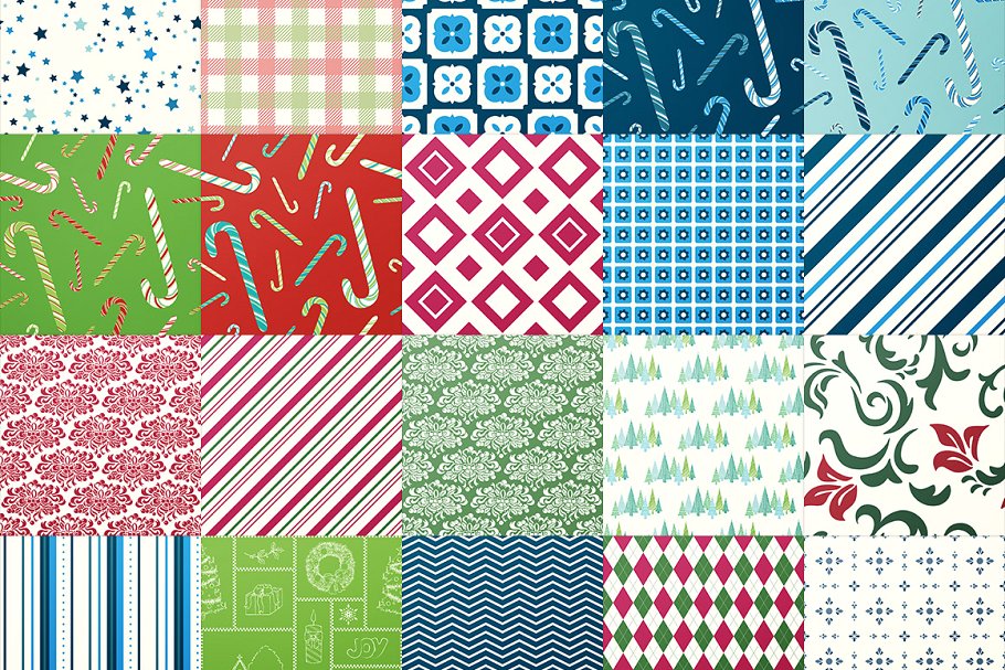 圣诞节假日主题图案纸张纹理V.1 Christmas & Holiday Patterns Vol 1插图(2)