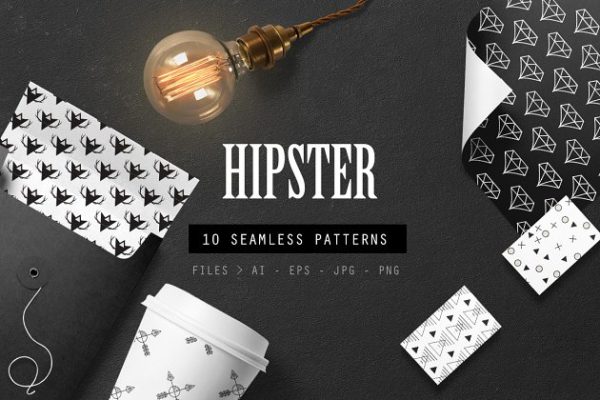 10款时髦几何图案设计纹理 Hipster Vector Patterns