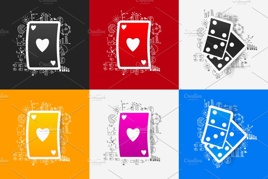 9款扑克游戏纸牌贴纸剪贴画 9 GAME STICKERS插图(1)