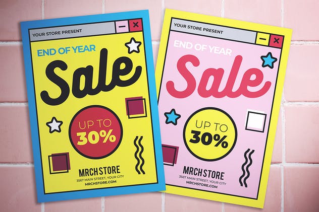 店铺超市年终大促活动广告海报设计模板 End of Year Sale Flyer插图(2)