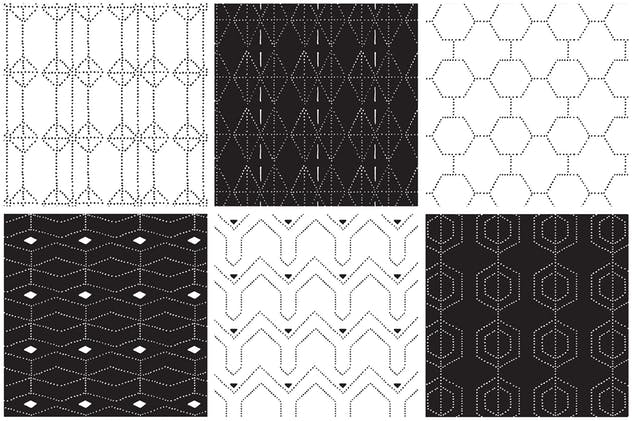 规则对称虚线矢量图案素材 Dotted Vector Patterns & Tiles插图(8)