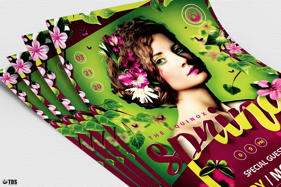 充满生命力春意盎然海报传单设计PSD模板 Spring Equinox Flyer PSD V5插图(4)