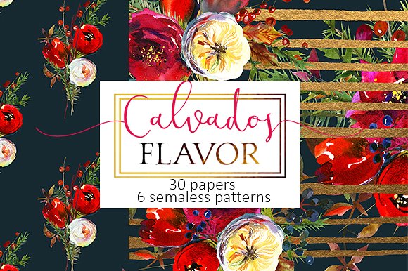 圣诞花饰纸张图案纹理素材 Christmas floral paper pattern pack插图