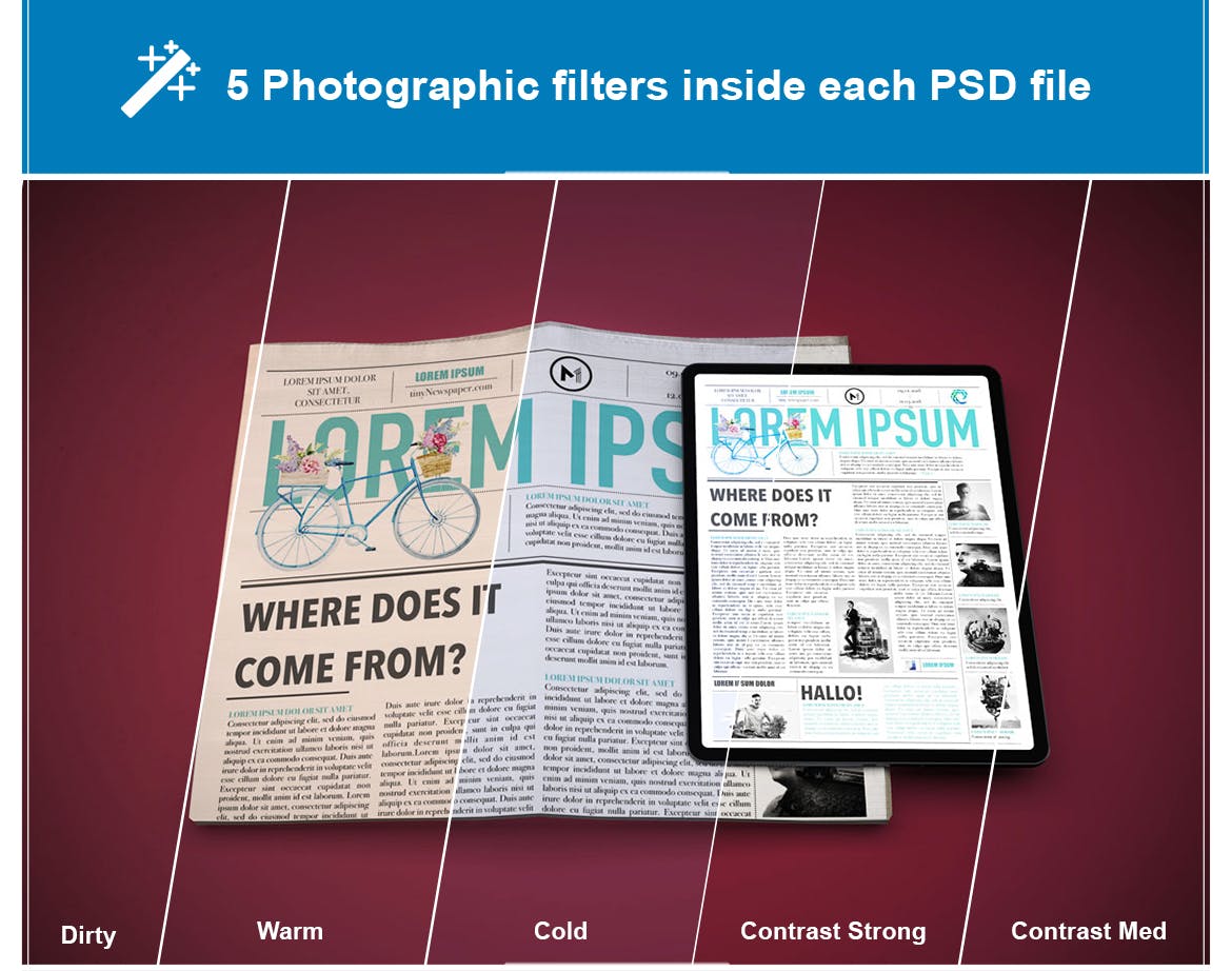 电子版报纸版式设计效果图样机 Newspaper App MockUp插图(6)