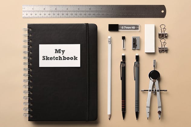 素描本样机模板 Sketchbook Mock-up插图(1)