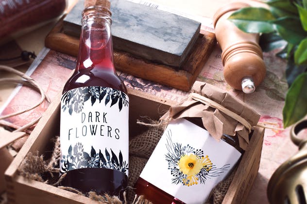 深色水彩花卉元素插画素材 Dark Watercolor Flowers插图(2)