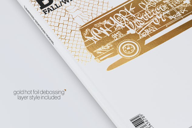 逼真金箔压印A4杂志宣传册样机 A4 Magazine Brochure Mock-up插图(2)