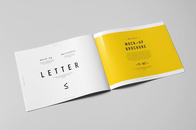 水平视觉画册样机模板 US Letter Horizontal Brochure Mock-up插图(1)