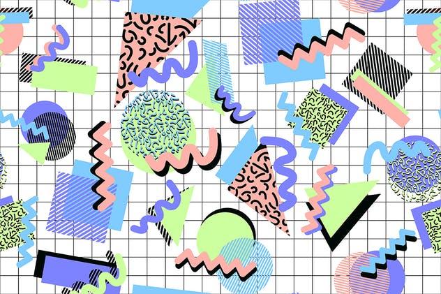 无缝复古时尚多彩印花图案 Seamless Retro Shapes Patterns插图(2)