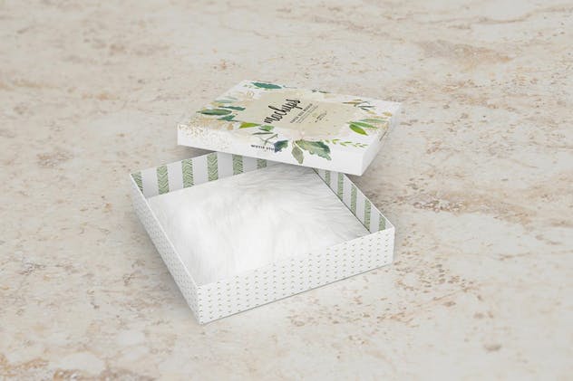 高端方形纸制首饰盒样机 Square Paper Jewelry Box Mockup插图(10)