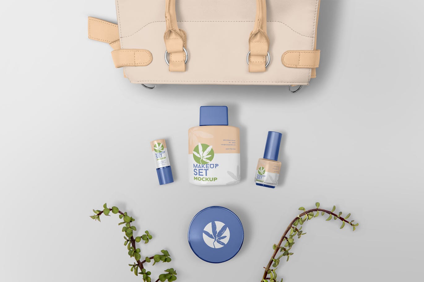 高品质的简约化妆品品牌包装设计VI样机展示模型mockups插图