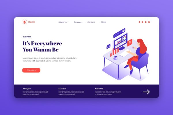 Web着陆页全息科技主题等距矢量素材库精选概念插画素材 Isometric Landing Page