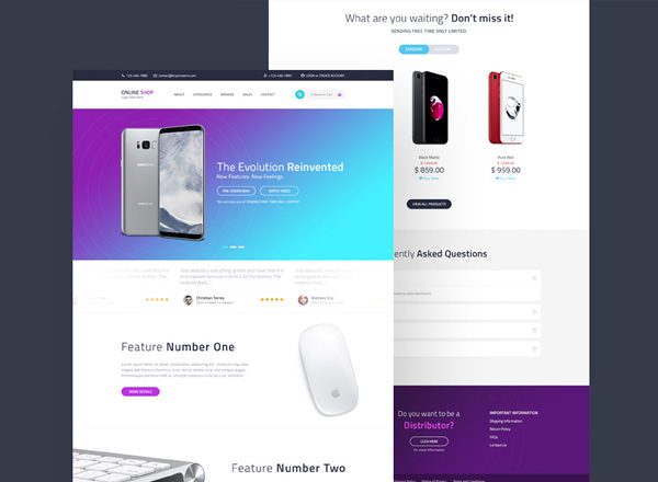 在线商店首页模板 Online Shop Website Template
