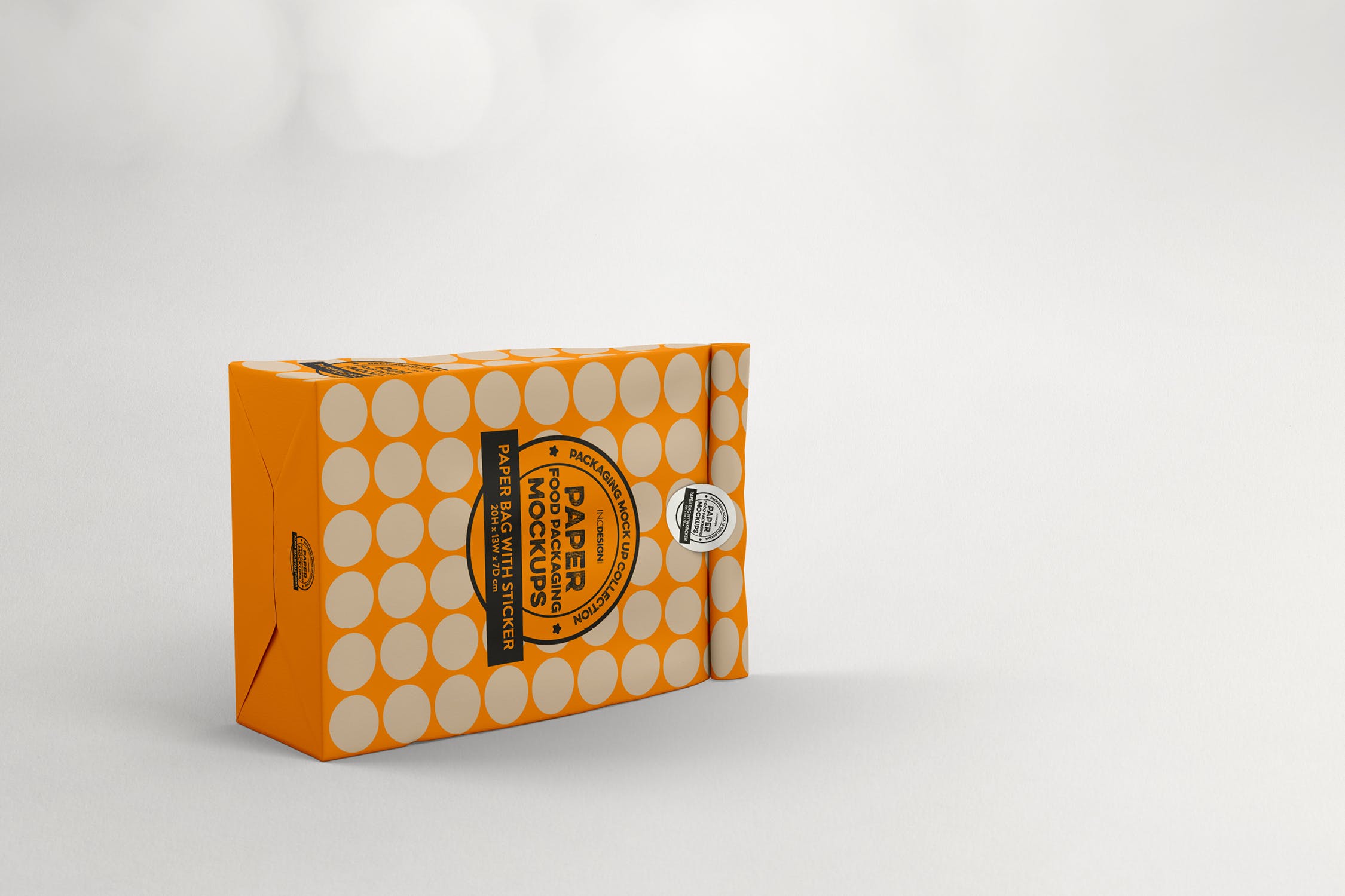 贴纸密封包装纸袋设计效果图素材库精选 Paper Bag with sticker Seal Packaging Mockup插图(3)