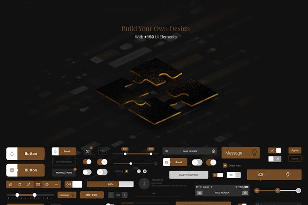 “黑与金的绝配”-多用途 APP UI 套件 Gold &  Coal – UI Kit for Mobile插图(8)