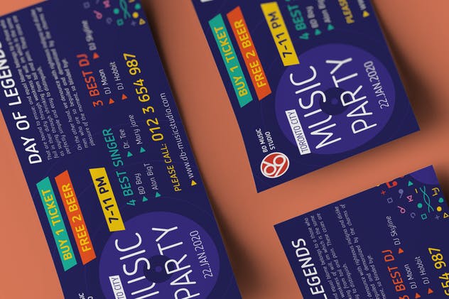 音乐派对聚会海报传单设计模板合集 Music Party-Set Template插图(5)