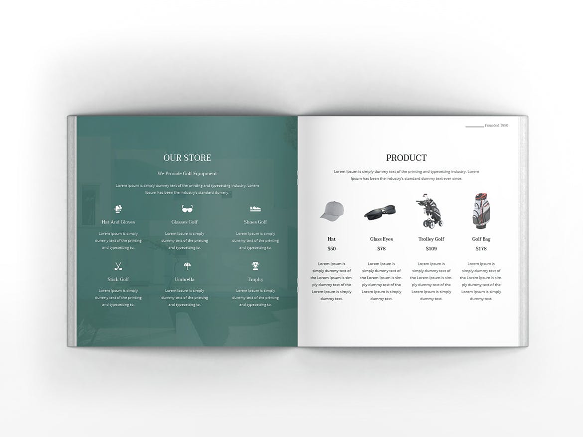 高尔夫俱乐部/体育运动场馆介绍画册设计模板 Golf Square Brochure Template插图(5)