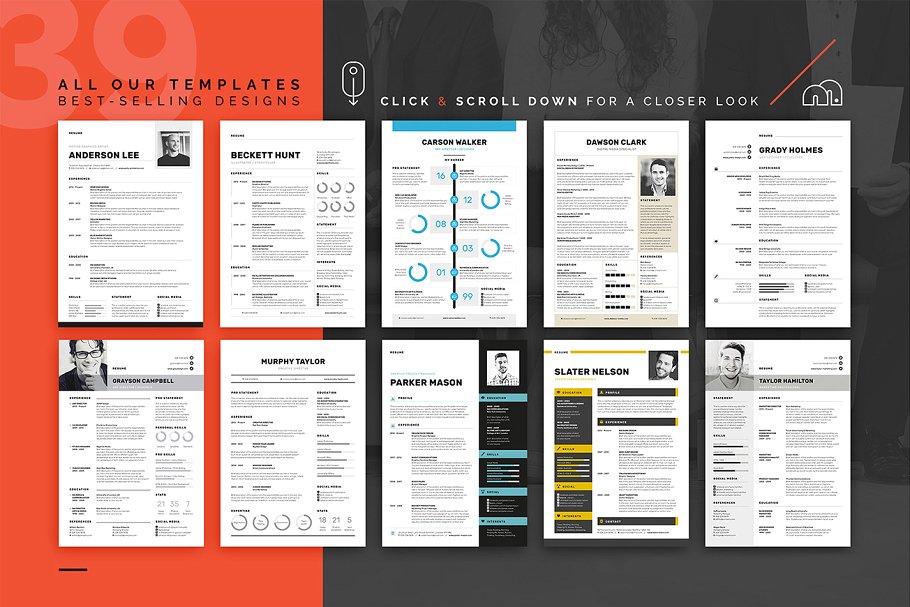 职场必备39款现代实用的简历模板 Resume/CV Bundle插图(2)