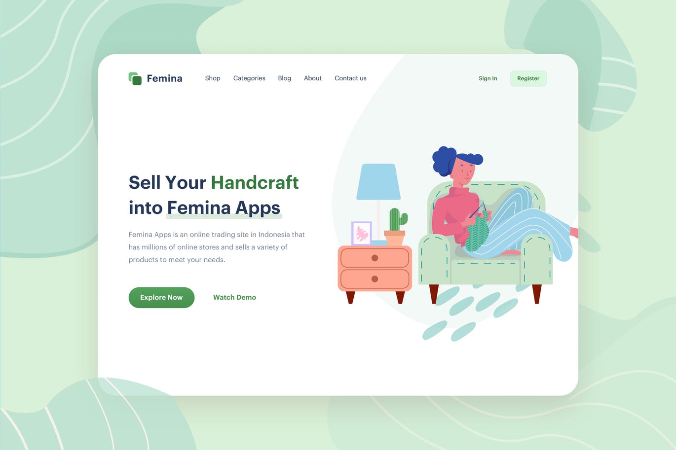 手工制作/传统工艺主题网站矢量插画素材 Handcrafted Illustration – Website Header插图