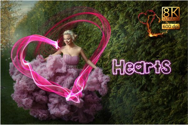 8K超高清分辨率心形叠层背景 8K Hearts Overlays