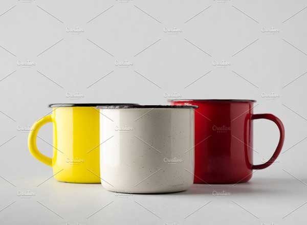 搪瓷茶杯样机模板 Enamel Mug Mock-Up Photo Bundle
