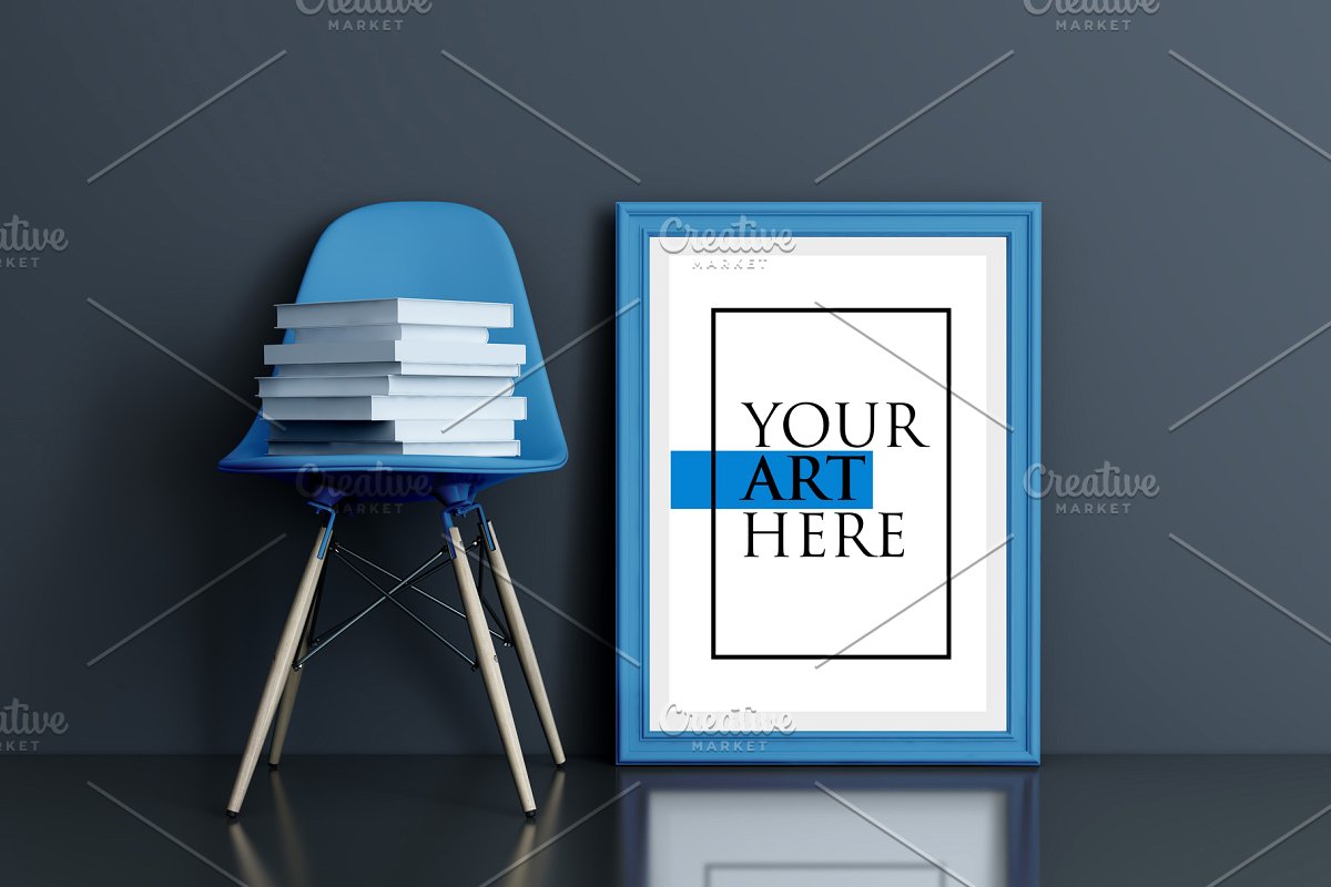 多彩的画框&椅子场景样机展示模板插图(11)