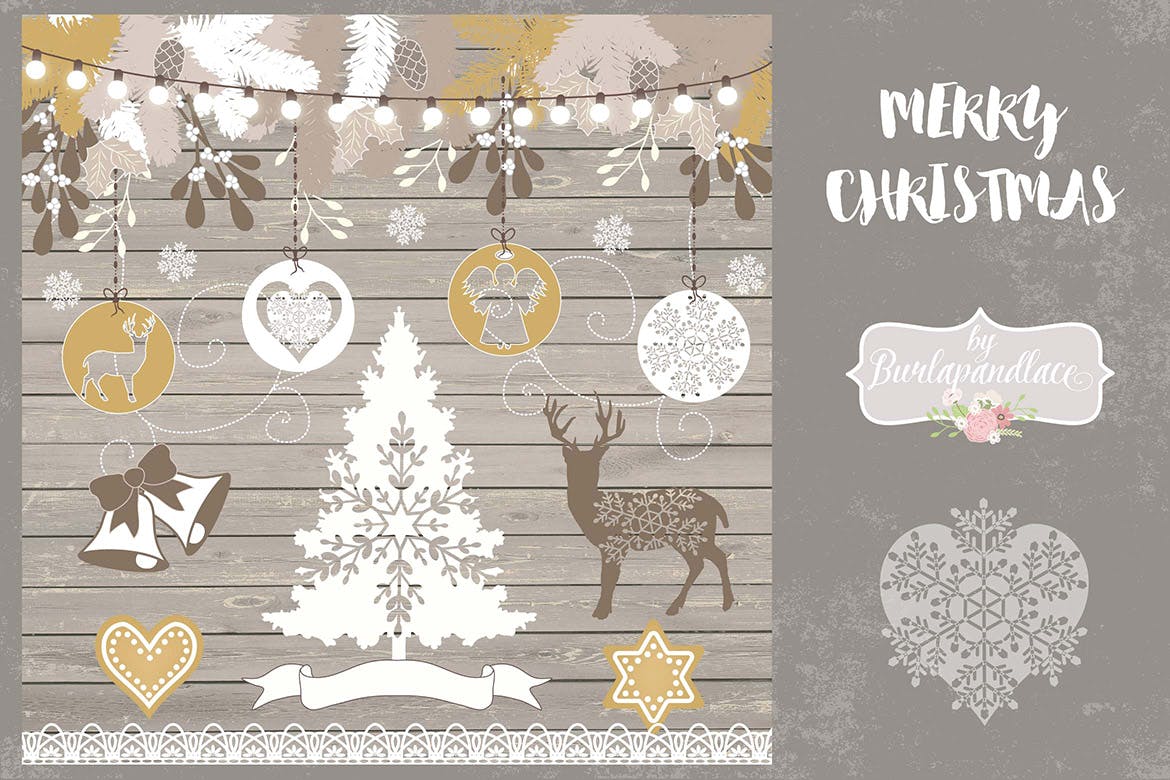 圣诞节主题矢量手绘设计素材 Merry Christmas design插图(1)