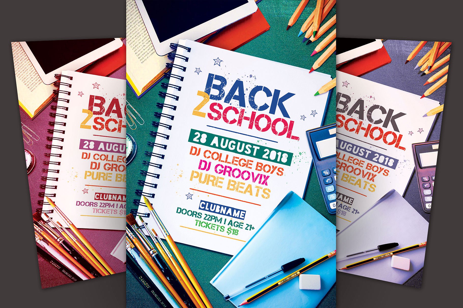 重返校园开学季活动海报传单模板 Back to School Flyer Template插图