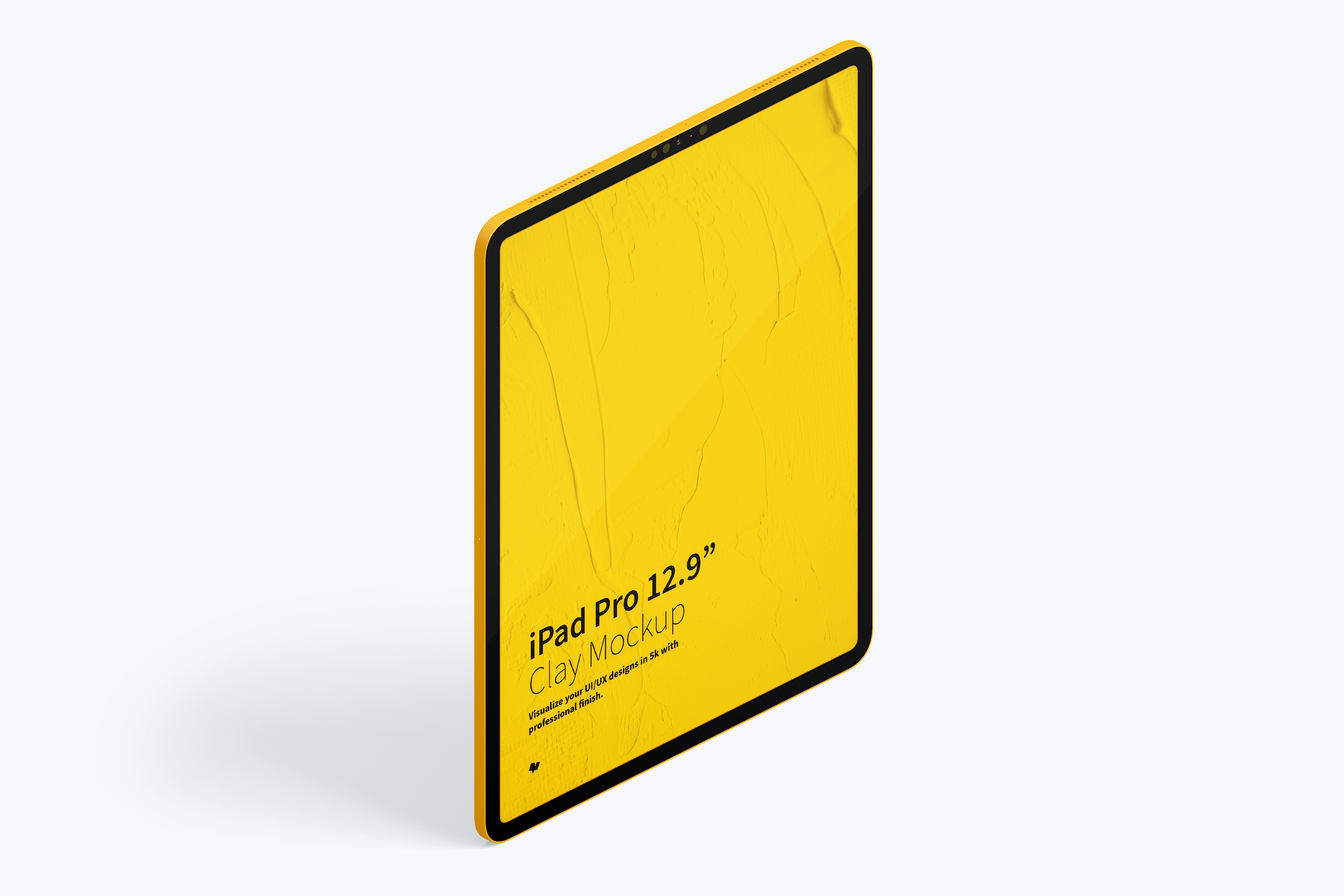 iPad Pro平板电脑UI设计效果图右视图样机02 Clay iPad Pro 12.9” Mockup, Isometric Right View 02插图(3)