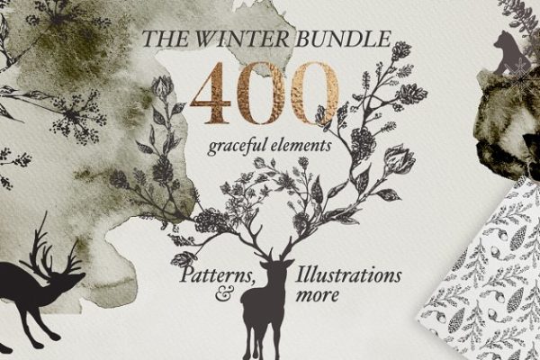 圣诞&amp;冬天主题设计素材合集[2.34GB] Christmas &amp; Winter Graphics Bundle