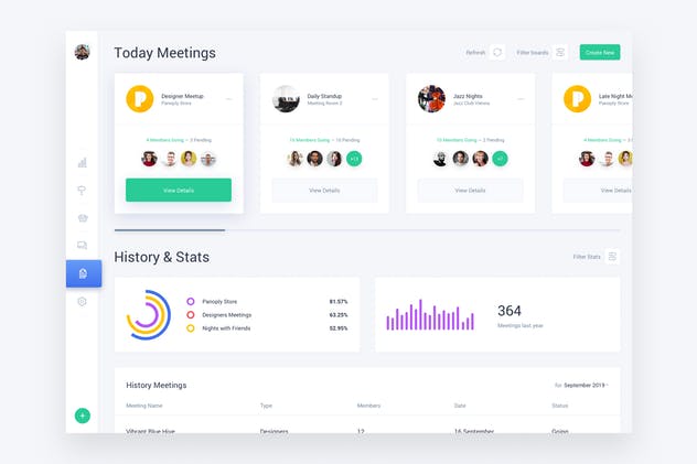 Web网站网络会议平台管理后台设计UI套件 Web Dashboard & Meeting UI Kit App Template 8插图(4)