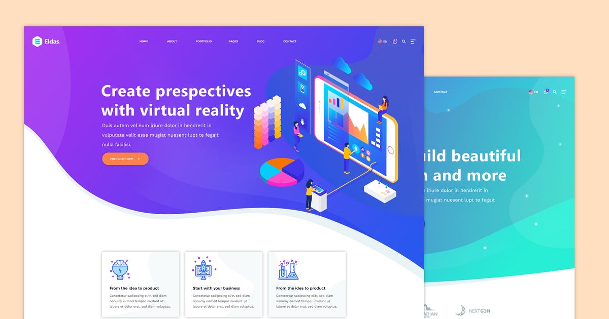 等距概念插画创意互联网产品网站着陆页设计模板插图