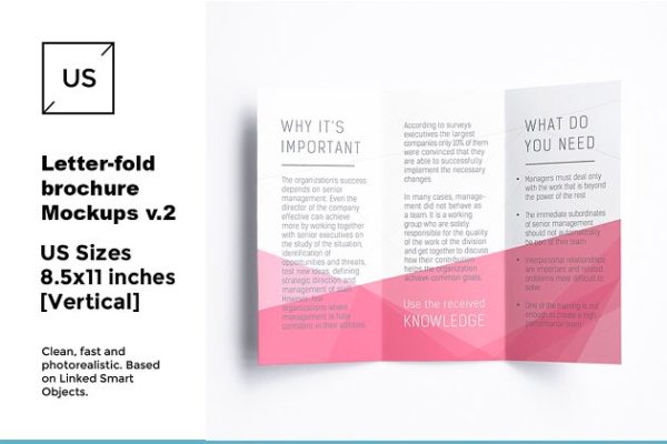 信纸三折页小册子样机模板 Letter-fold brochure Mockups v.2