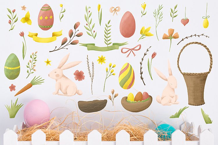 复活节彩蛋-图案剪贴画&特效文字插图(9)