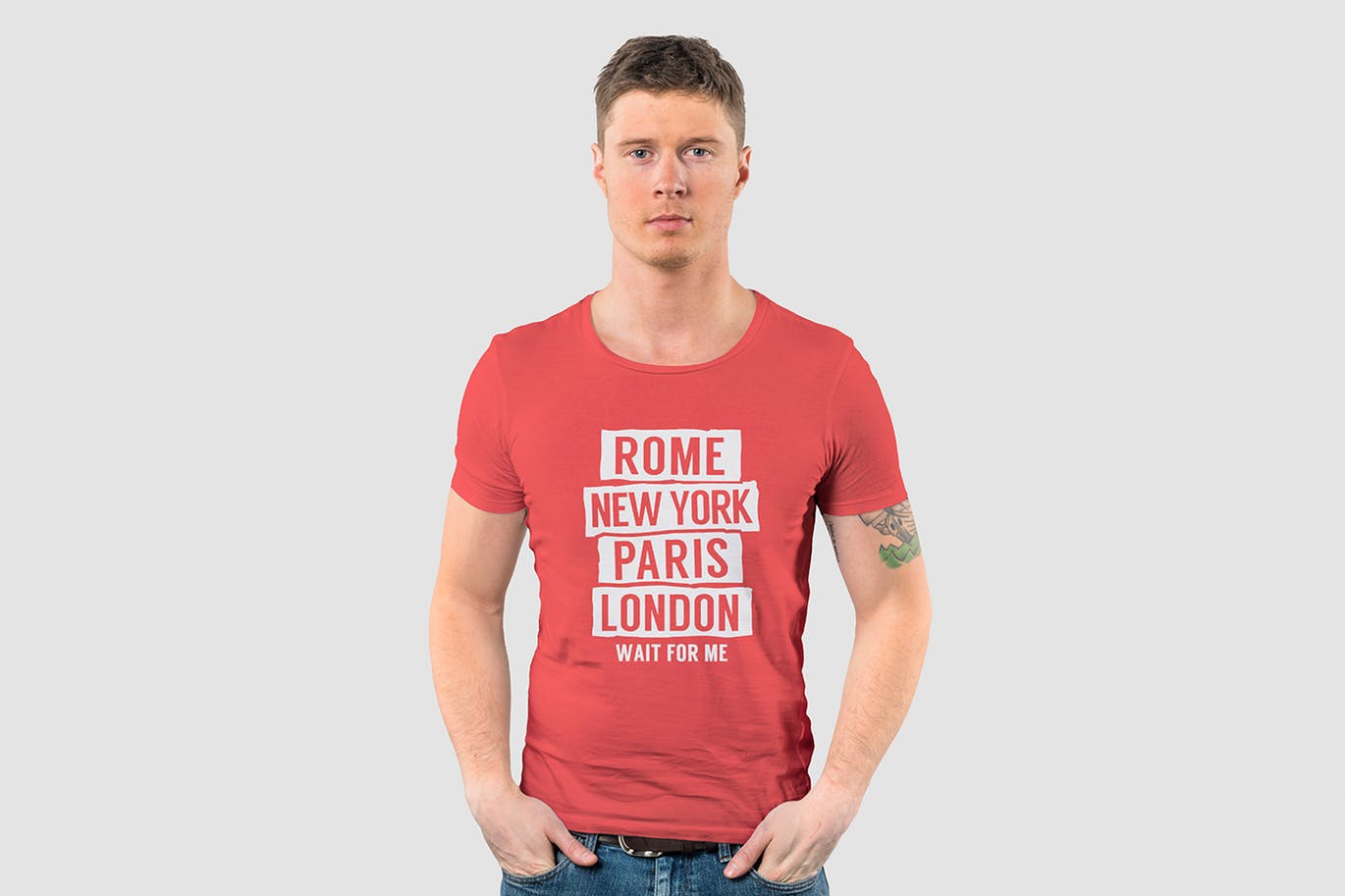 男士T恤服装设计模特上身效果图样机 T-Shirt Mockup插图(2)