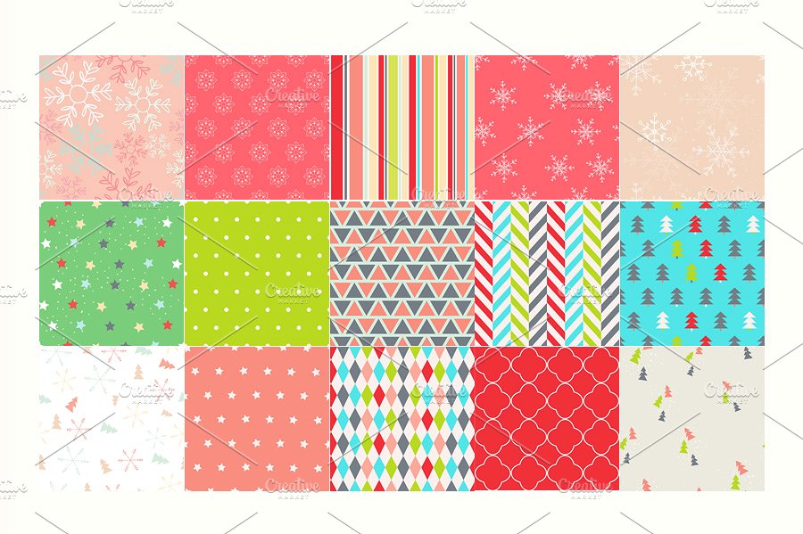 假日节日喜庆风无缝图案纹理 Holidays Seamless Patterns插图(1)