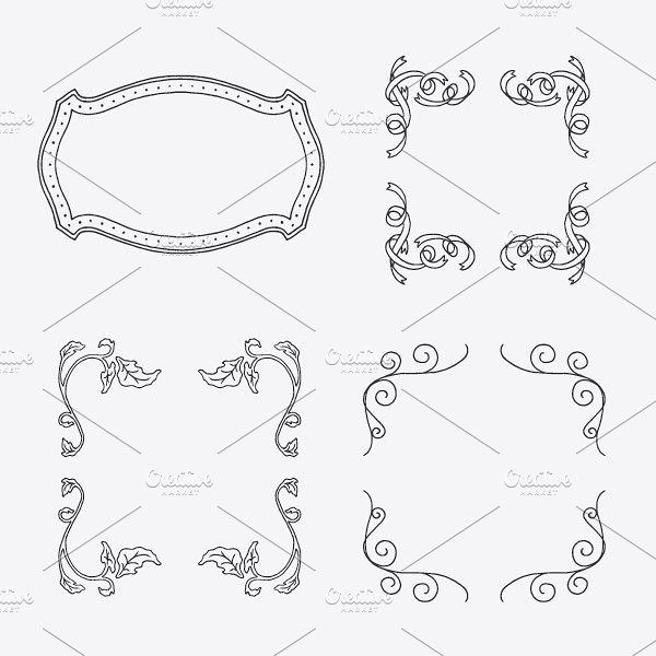 手绘装饰框矢量图形 Hand Made Vector Frames Pack 1插图(3)