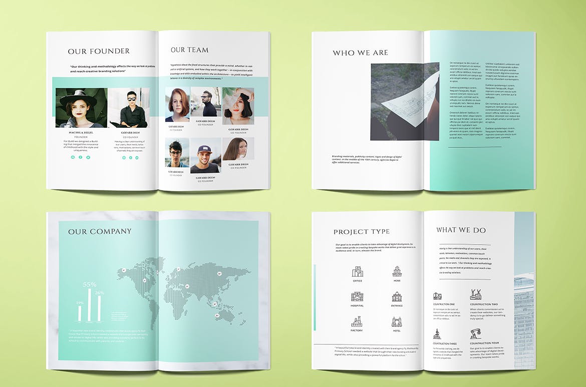 A4尺寸规格建筑公司适用的企业画册设计模板 Architecture A4 Proposal Brochure Template插图(3)