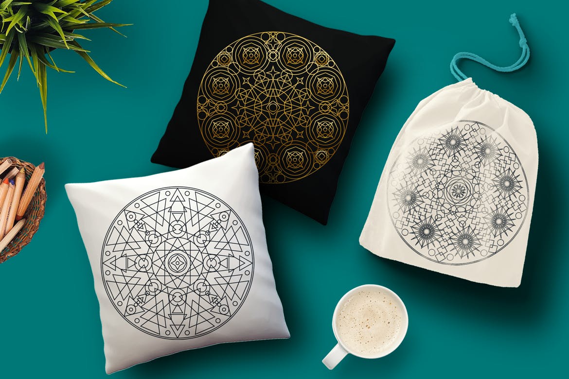 圆形曼陀罗花纹神圣几何图案矢量素材包 Sacred Geometric Mandalas Collection插图(1)