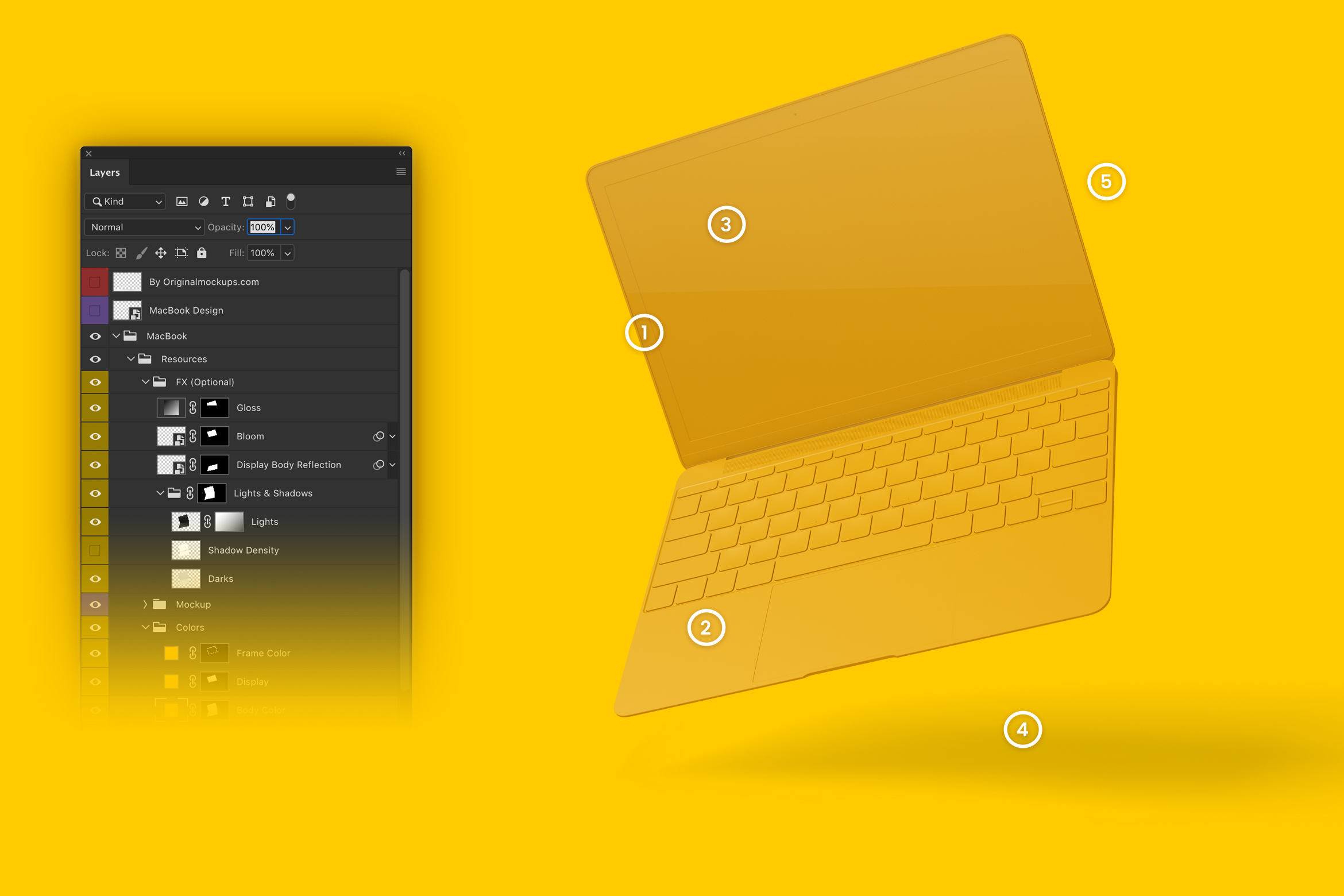 悬浮状态MacBook笔记本电脑屏幕界面设计预览样机 Clay MacBook Mockup, Floating插图(4)