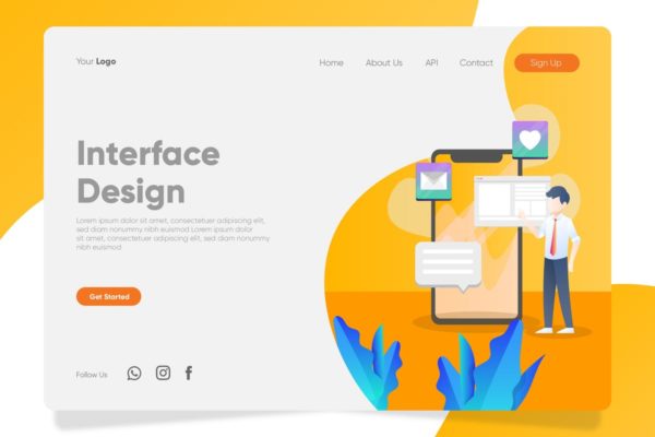 Web用户界面设计插画网站Banner＆着陆页模板 Interface Design – Banner &amp; Landing Page