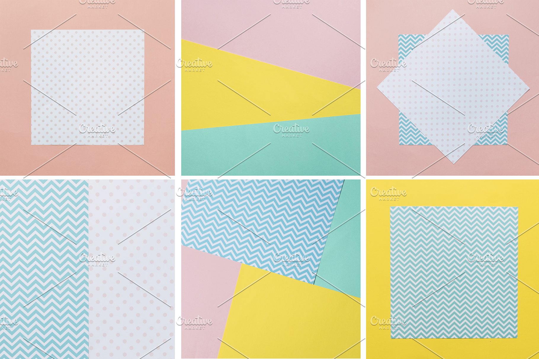 正方形几何图案背景纹理 Paper Textures – Mock up Bundle插图(1)