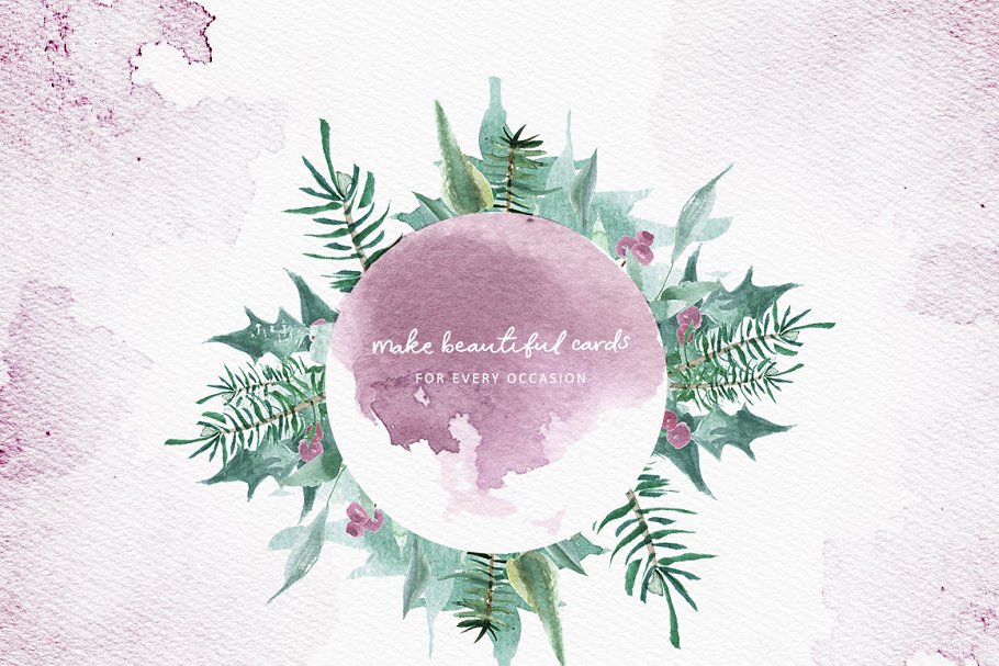 美丽冬季圣诞水彩剪贴画合集 Merry Christmas Watercolor Bundle插图(1)