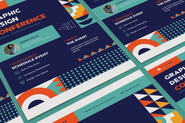 活动&amp;会议主题海报PSD素材素材库精选模板 Event Conference Poster Illustrator Template