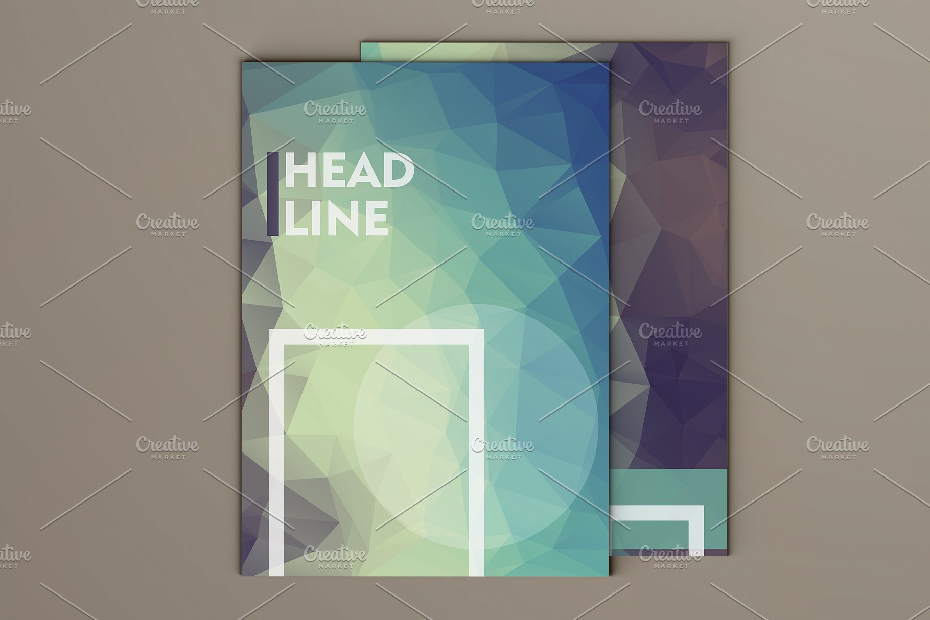 多色抽象多边形风格的精美小册子模板 Brilliant brochures in poli style插图(3)